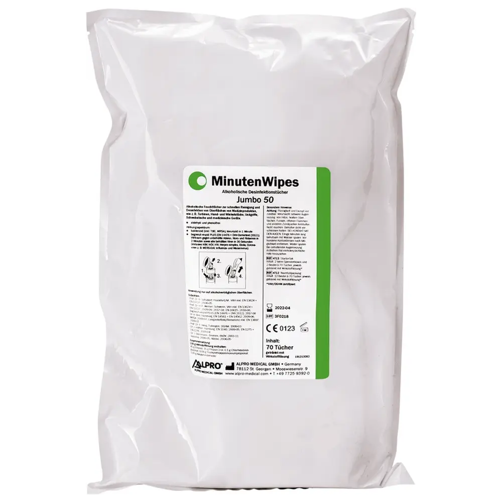 ALPRO MEDICAL MinutenWipes Jumbo 50 - Karton 12 x 70 Stück