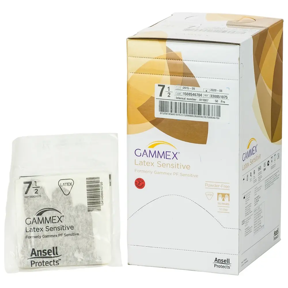 Ansell Gammex® Latex Sensitive - Packung 50 Paar puderfrei, braun, Größe 7,5