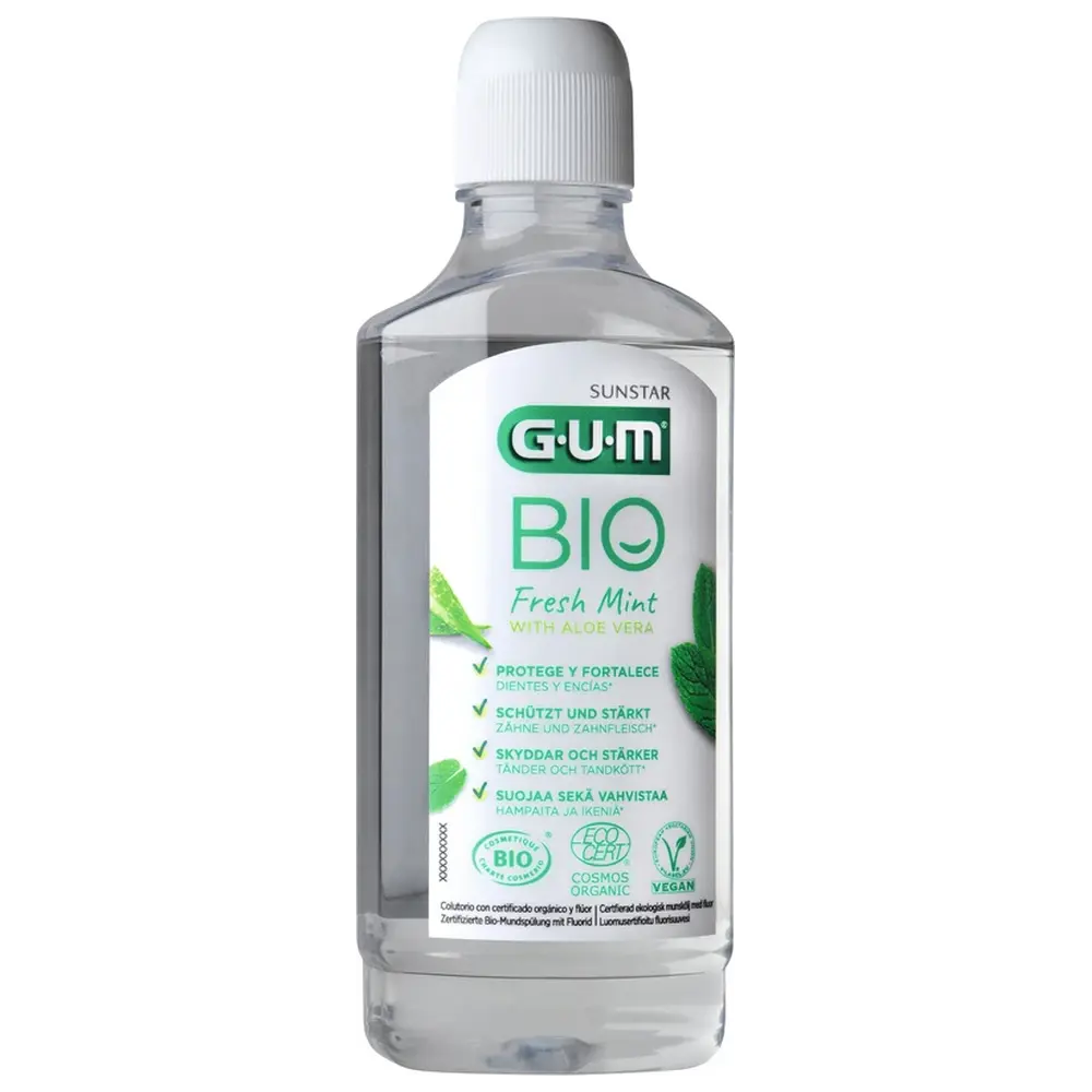 SUNSTAR Deutschland GUM® BIO Mundspülung - Flasche 500 ml, Pfefferminzgeschmack