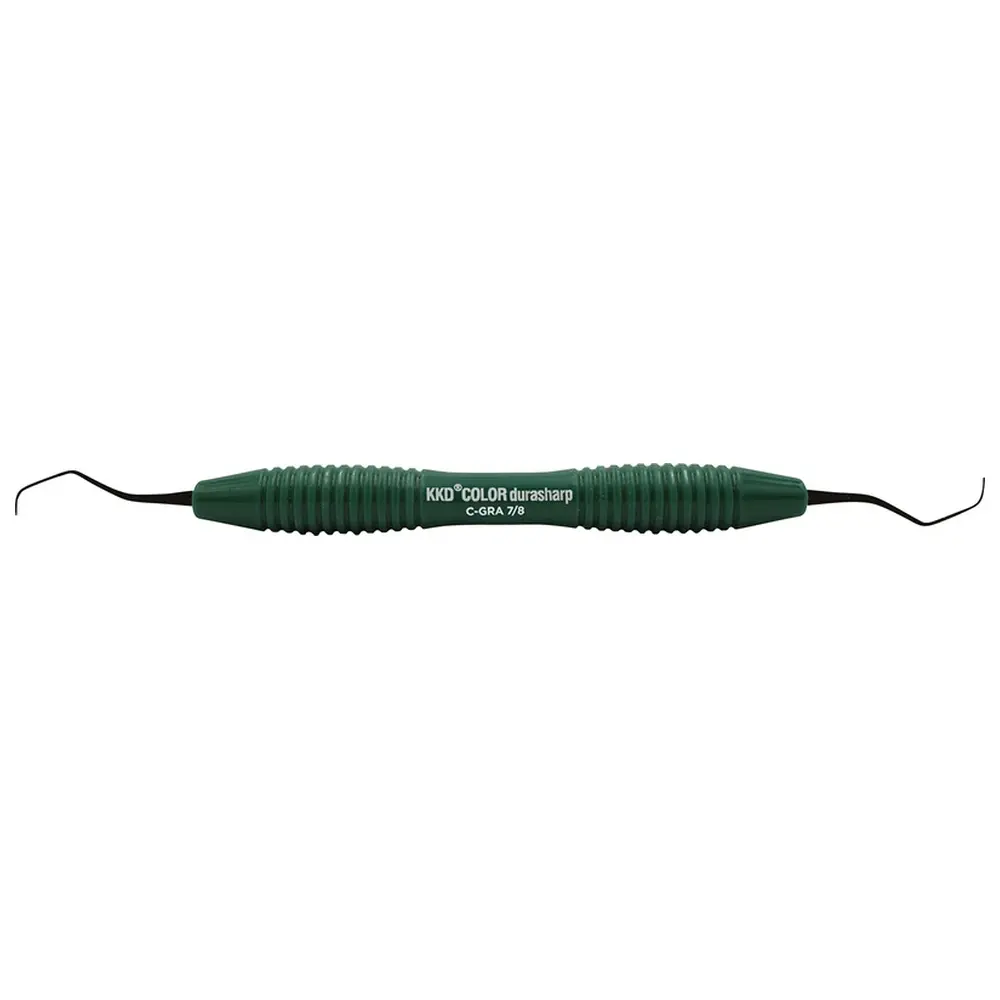 Kentzler-Kaschner KKD® COLOR durasharp Gracey Kürette - Stück Figur 7/8, für Präm./Molaren, grün, mit Silicongriff