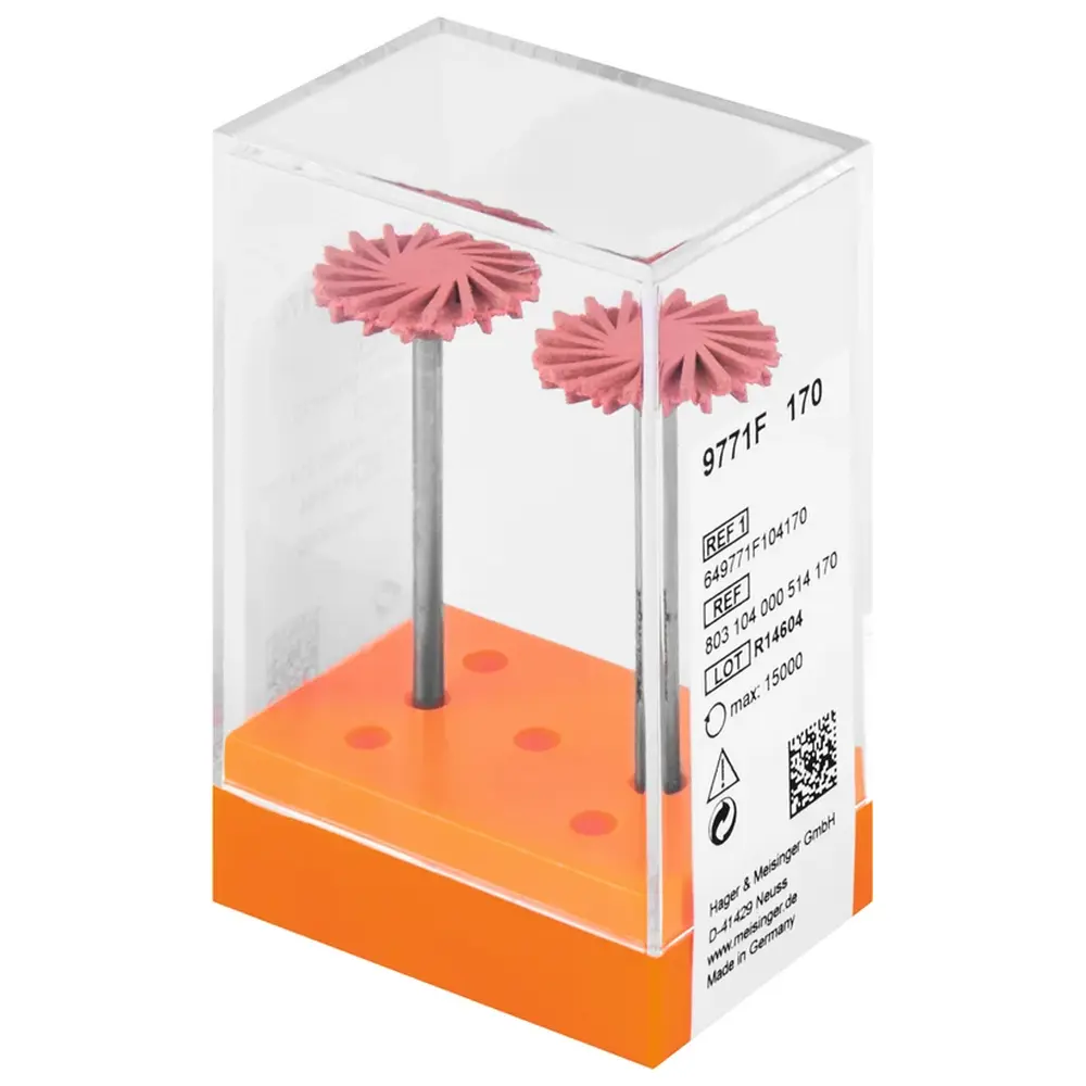 Hager & Meisinger Diamantpolierer 9771 - Packung 2 Stück rot fein, HP, Figur Twist, 1,6 mm, ISO 170