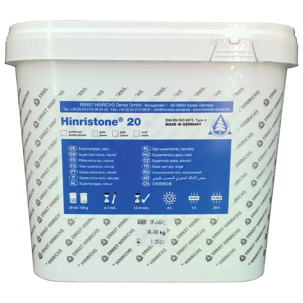 ERNST HINRICHS Hinristone® 20 - Eimer 10 kg Superhartgips grün
