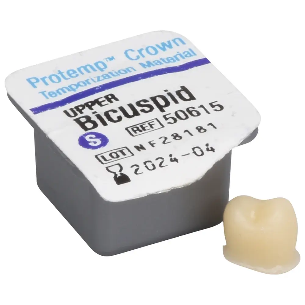 Solventum Dental Solutions Protemp™ Crown - Packung 5 Stück oberer Prämolar S, 1 Stückmesslehre