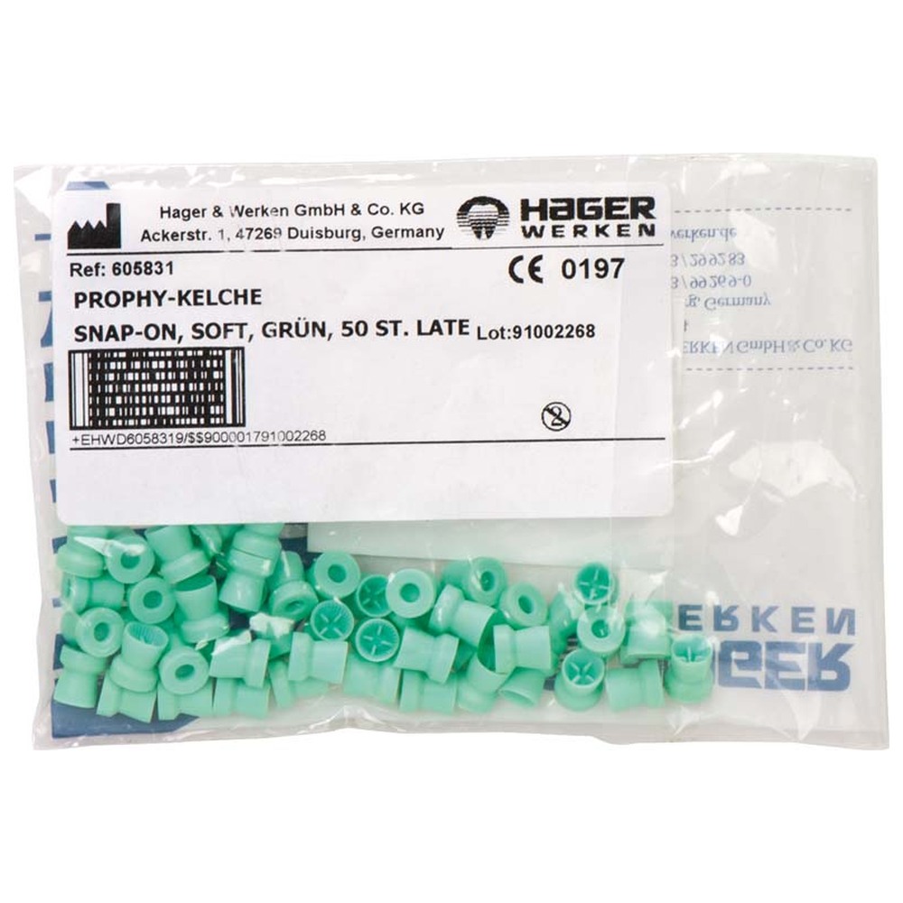 Hager & Werken Prophy-Cup® - Packung 50 Stück grün soft, snap on Hager & Werken Prophy-Cup® - Packung 50 Stück grün soft, snap on