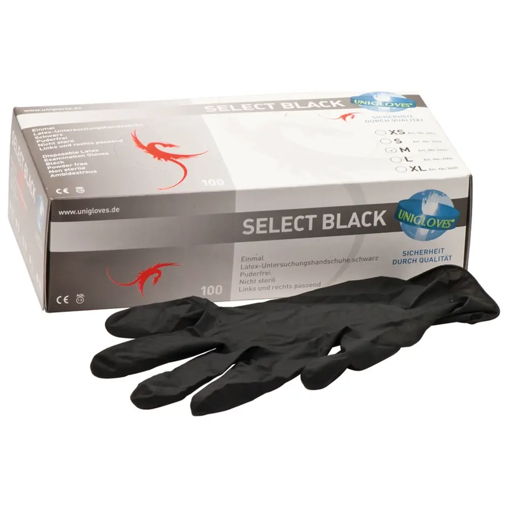 Unigloves SELECT® BLACK - Packung 100 Stück puderfrei, schwarz, M