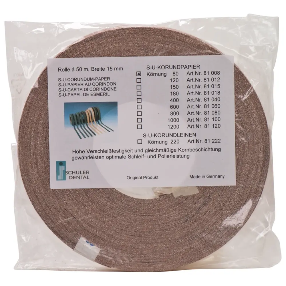 SCHULER-DENTAL S-U-KORUNDPAPIER - Rolle 50 m Papier Körnung 80