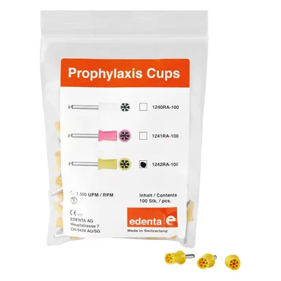 Edenta Prophy Polierer - Packung 100 Stück gelb hard, RA, Figur 034, 9 mm, ISO 060