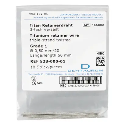Dentaurum GmbH & Co. KG Titan Retainerdraht 3fach verseilt Gr 1 D0,50mm/20 Pa 10