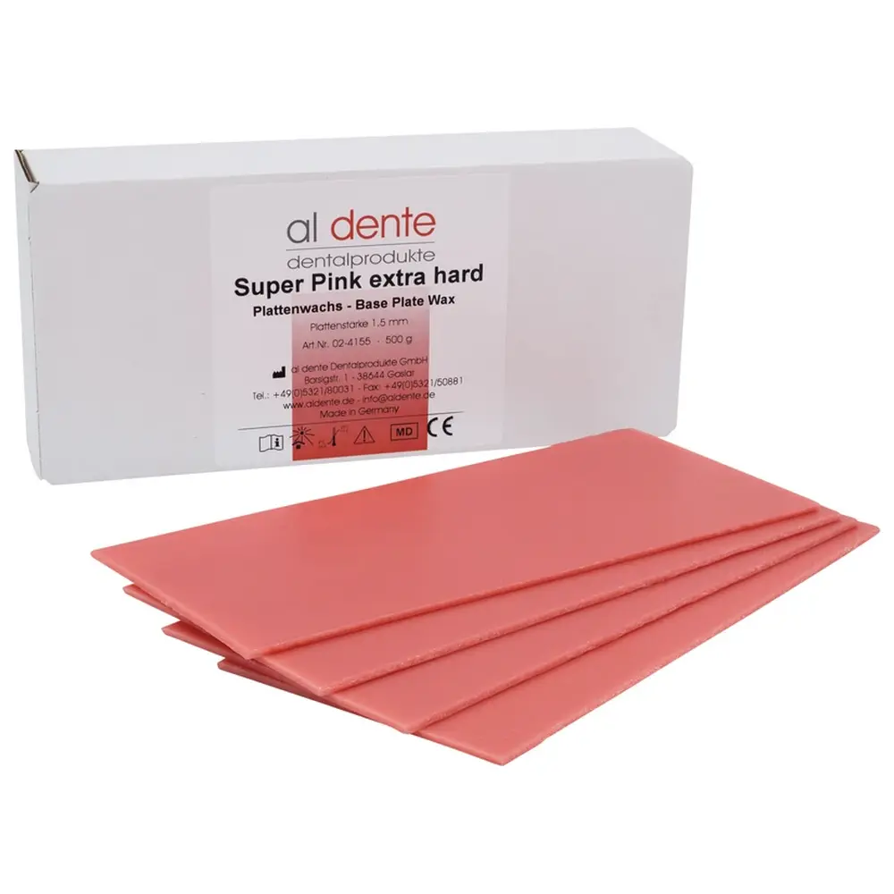 al dente Dentalprodukte Set-up Plattenwachs - Packung 500 g pink superhart