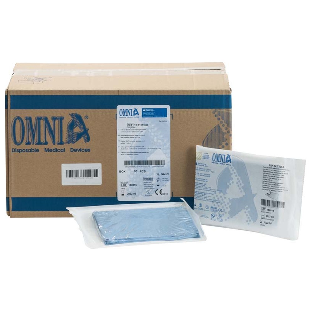 Omnia OP Abdecktuch mit U-Ausschnitt - Packung 50 Stück 50 x 75 cm, selbstklebend