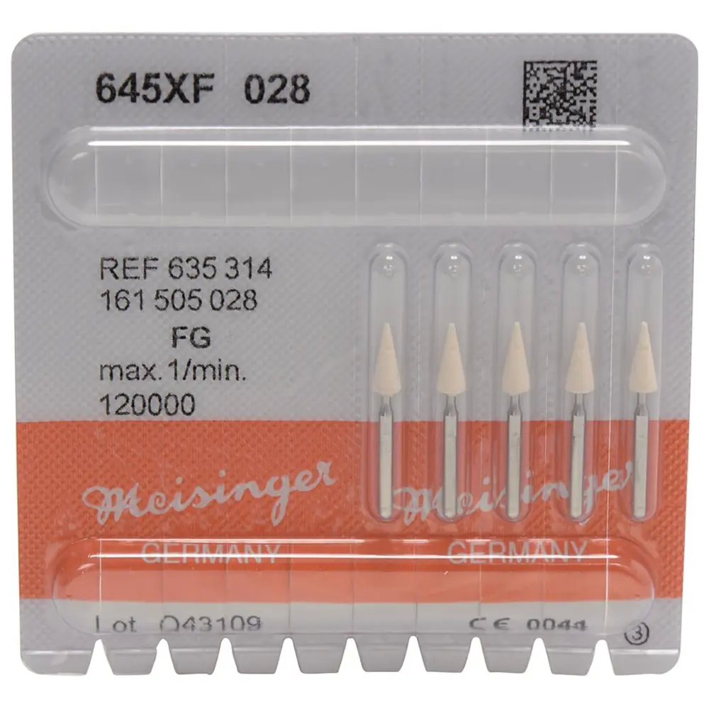 Hager & Meisinger Keramische Schleifer 645 - Packung 5 Stück weiß extra fein, FG, Figur 161, 7 mm, ISO 028