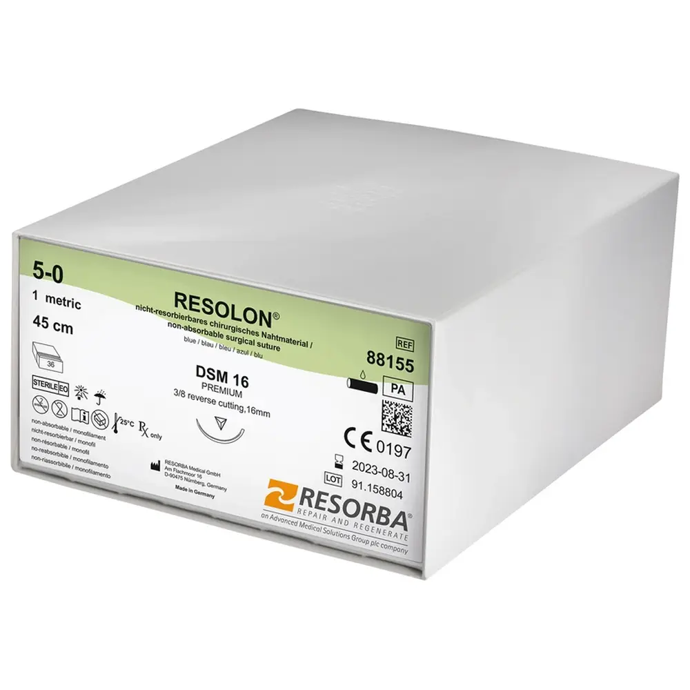Resorba Medical RESOLON® - Packung 36 Stück, blau, 45 cm, DSM 16, USP 5/0