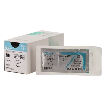 B. Braun Surgical S.A. SILKAM schwarz HS15 4/0 45cm 1,5 Pa 12