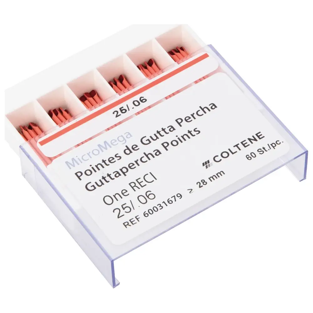 COLTENE One RECI™ Guttapercha-Spitzen - Packung 60 Stück Taper.06 ISO 025