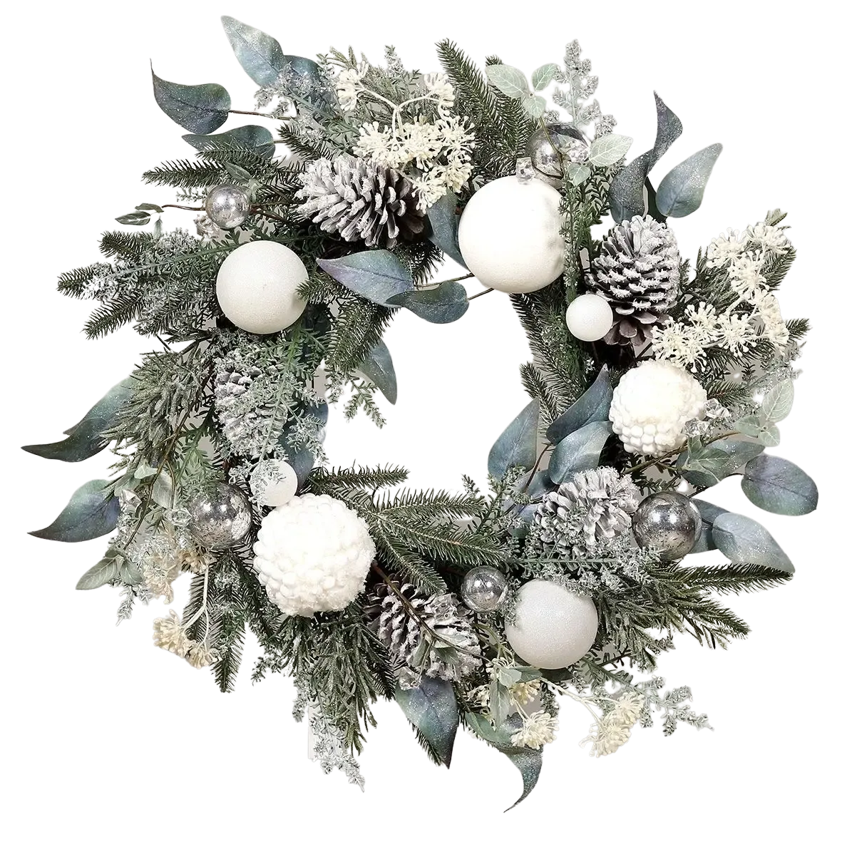 Künstlicher Tannenkranz - Emmanuelle | 60 cm, Weihnachten, weiß