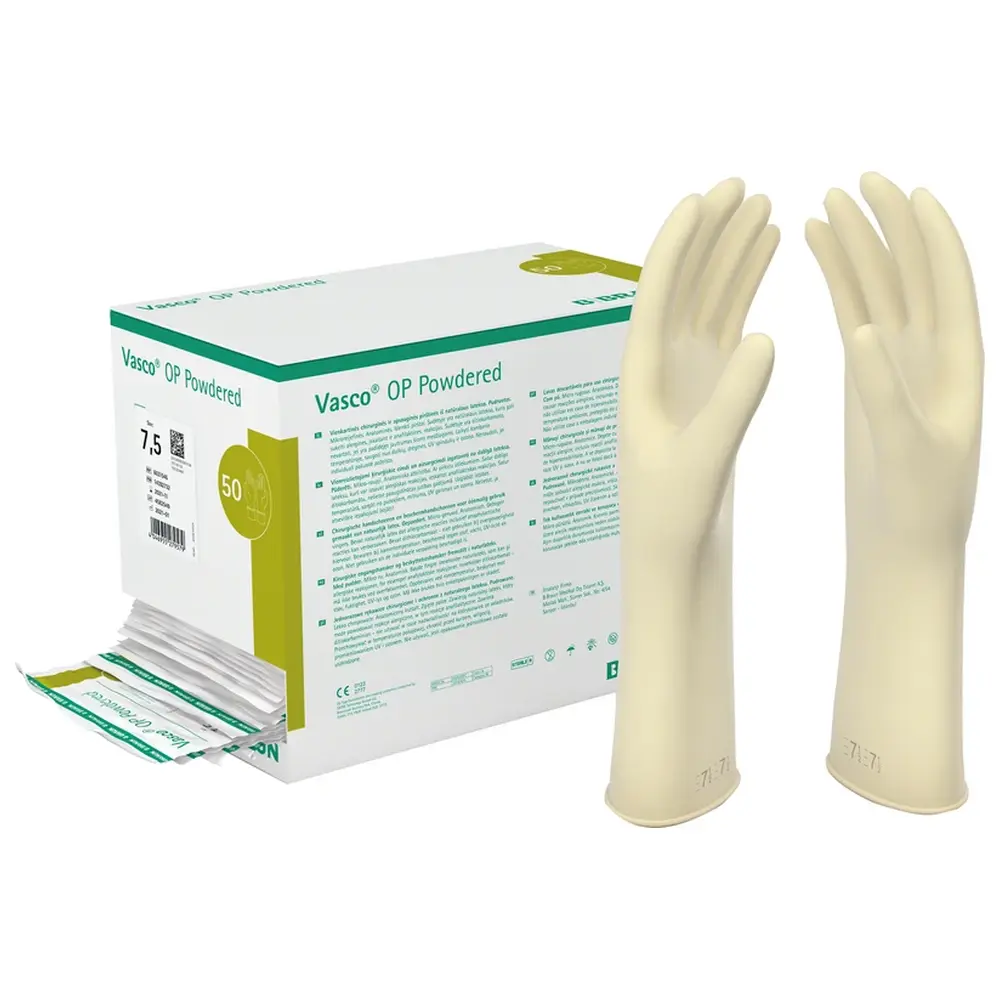 B. Braun Vasco® OP Powdered - Packung 50 Paar gepudert, naturweiß, Größe 7,5