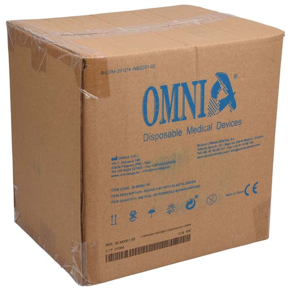 Omnia OP-Haube - Packung 500 Stück mit Gummizug, grün