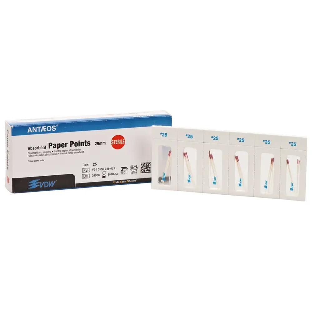 VDW Papierspitzen steril - Packung 180 Stück Taper.02, ISO 025