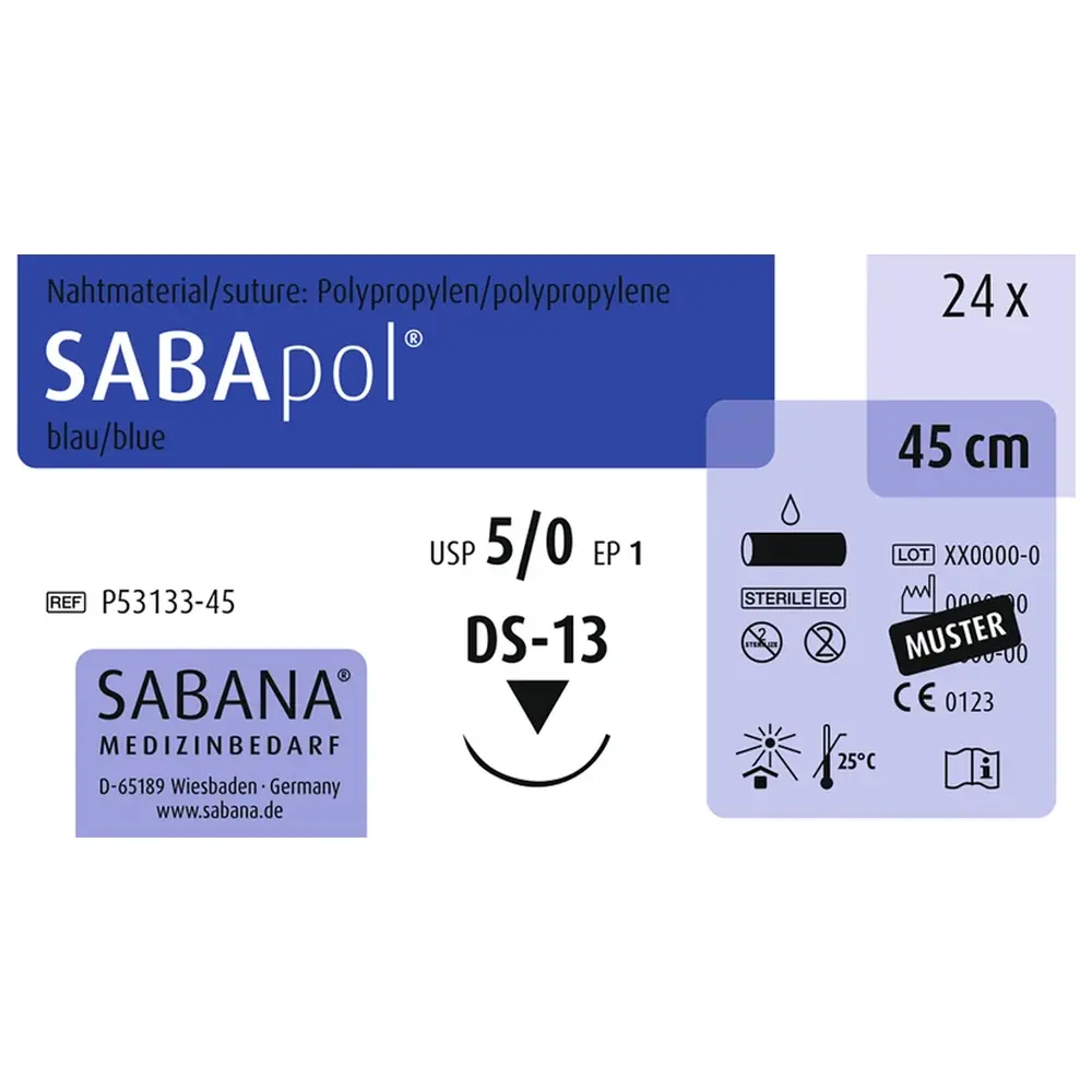 SABANA MEDIZINBEDARF SABApol® - Packung 24 Stück blau, 45 cm, DS-13, USP 5/0, Stärke 1