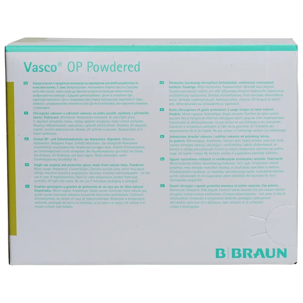B. Braun Vasco® OP Powdered - Packung 50 Paar gepudert, naturweiß, Größe 6,5