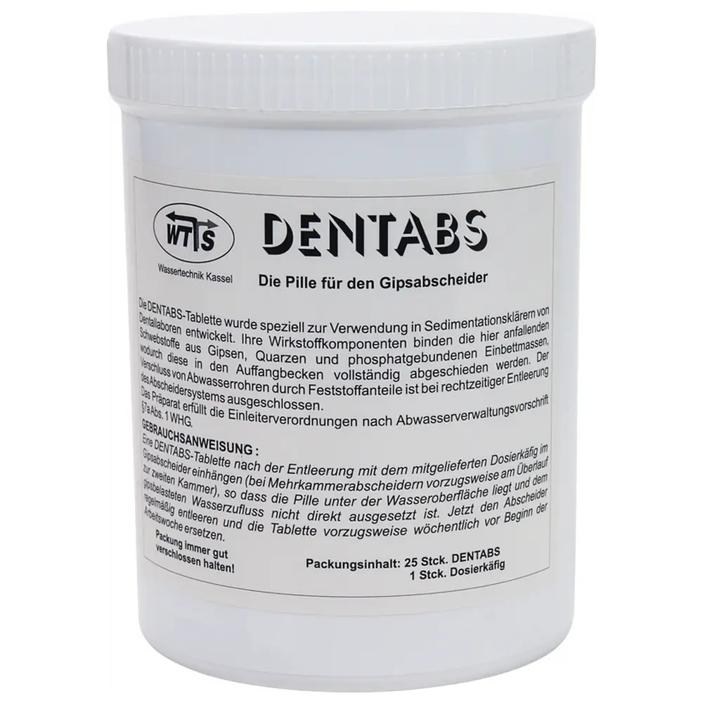 WTS-Wassertechnik DENTABS - Dose 25 x 20 g Tablette, 1 Einhängekorb