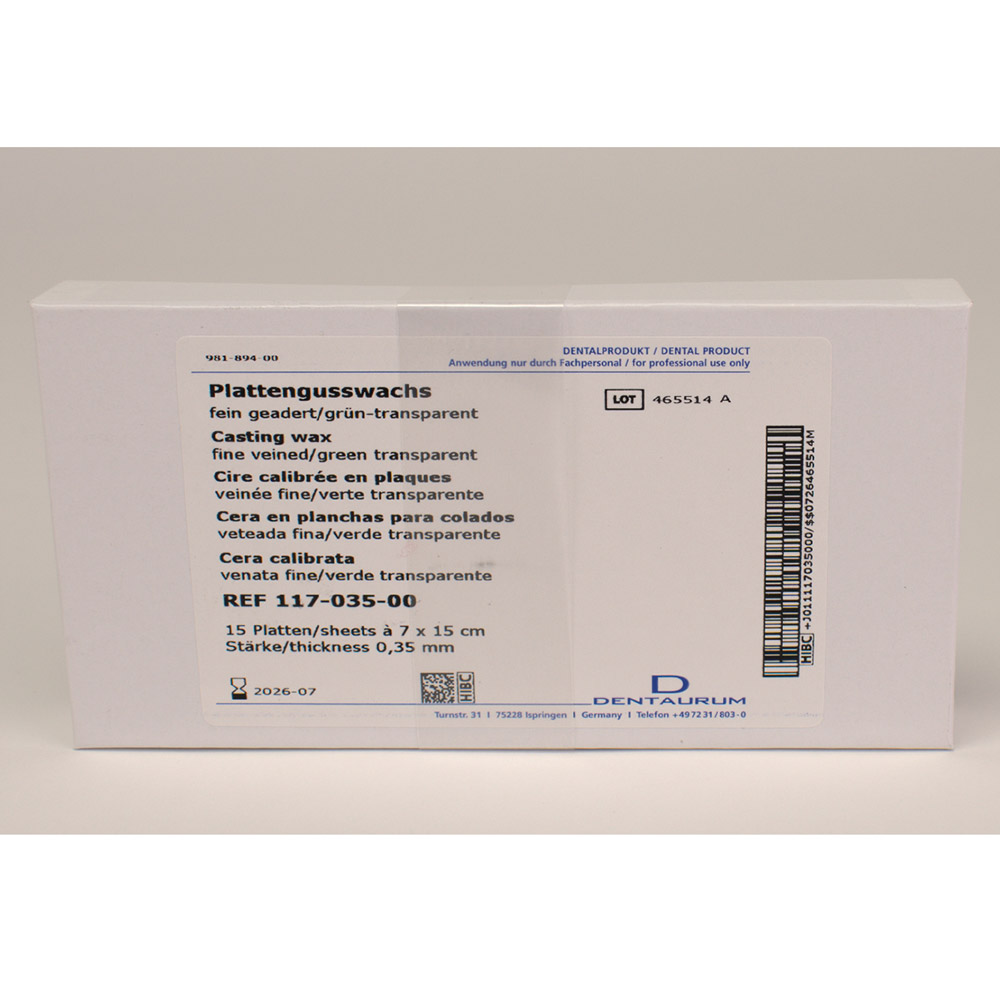 Gusswachs fein 0,35 grün Platten Pa