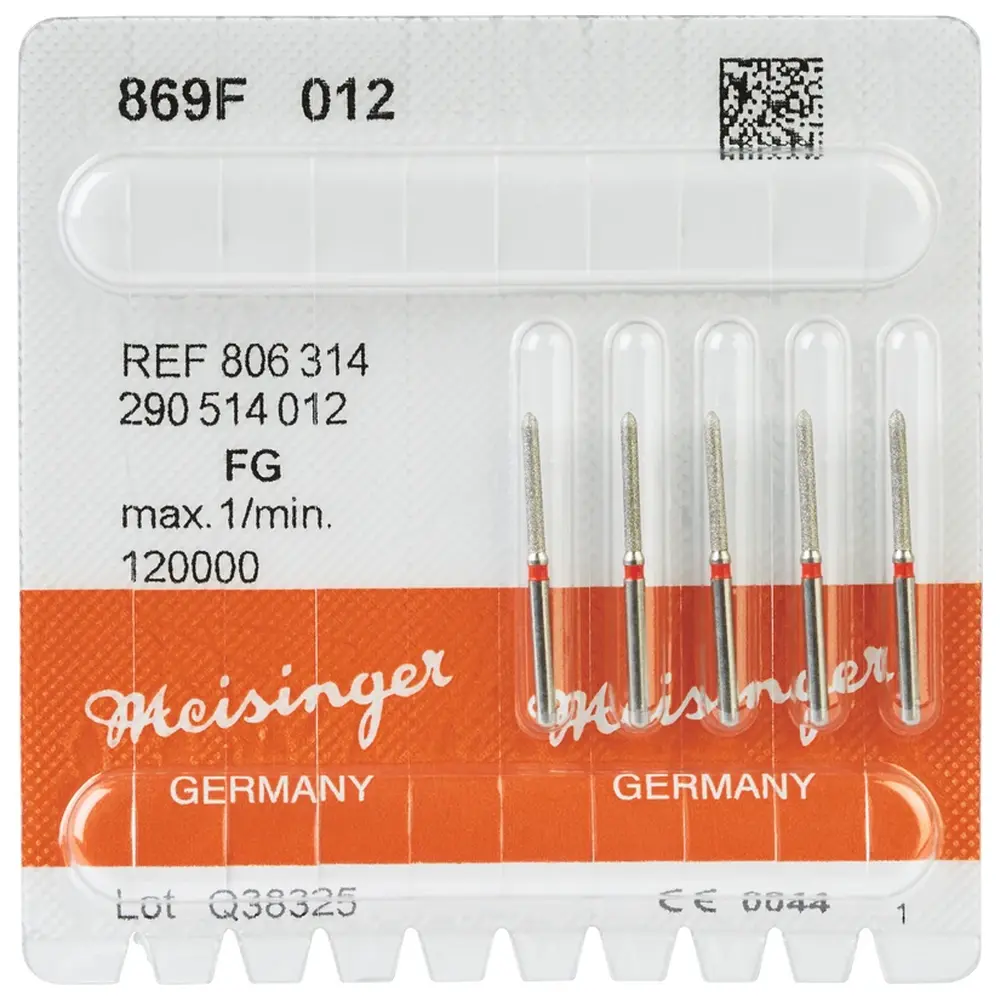 Hager & Meisinger Diamanten 869 - Packung 5 Stück rot fein, FG, Figur 290 Torpedo, 10 mm, ISO 012