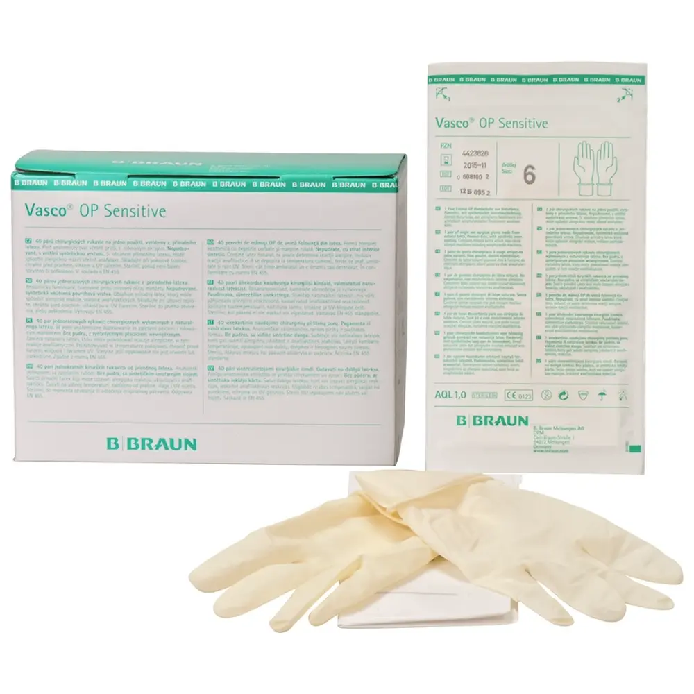B. Braun Vasco® OP Sensitive - Karton 40 Paar puderfrei, naturweiß, Größe 6