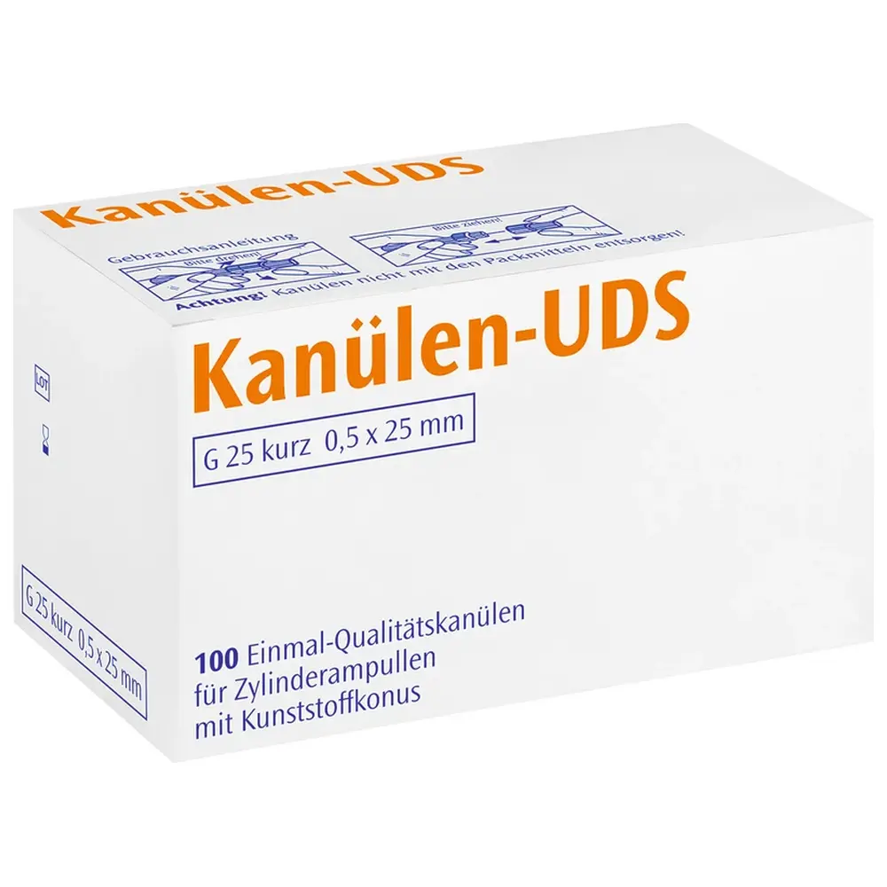 Septodont UDS Kanülen - Packung 100 Stück orange G25 kurz, 0,5 x 25 mm, Kappe transparent