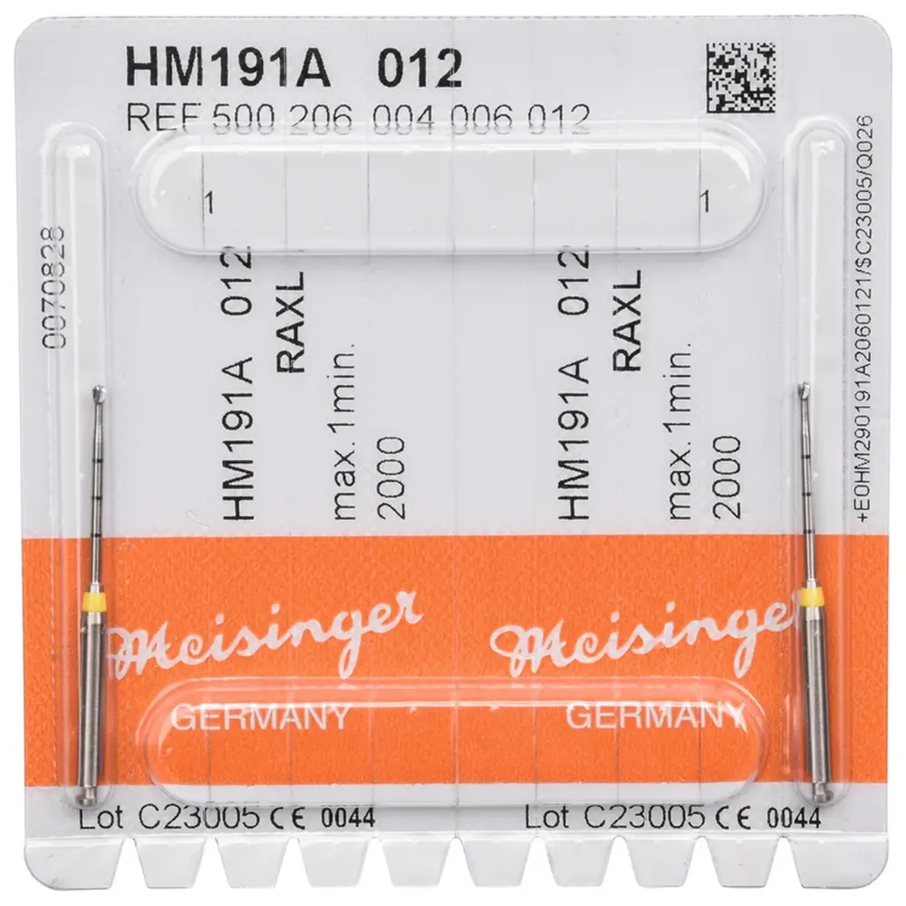 Hager & Meisinger Endo Access Bur 191A - Packung 2 Stück gelb, RAXL, Figur 004, Kopf: 16 mm, Total: 34 mm, ISO 012