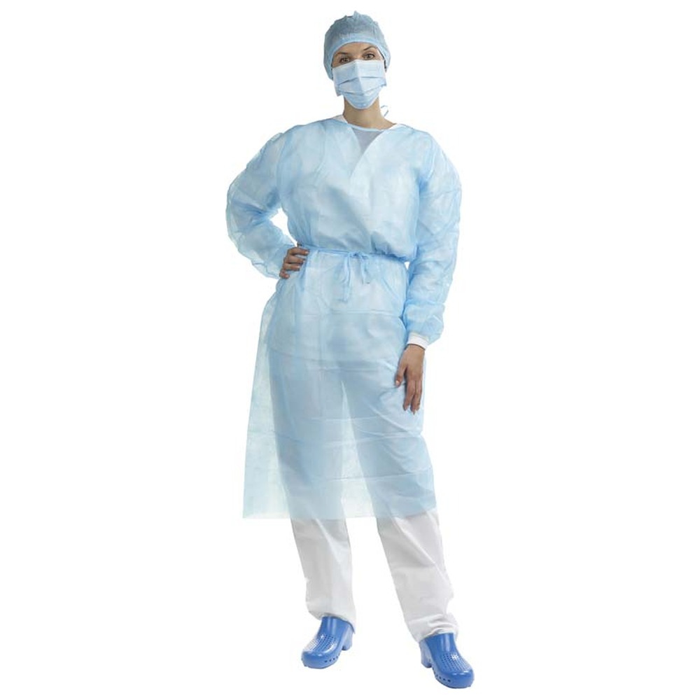 Euronda OP-Kittel Standard - Packung 50 Stück hellblau, unsteril, 120 cm