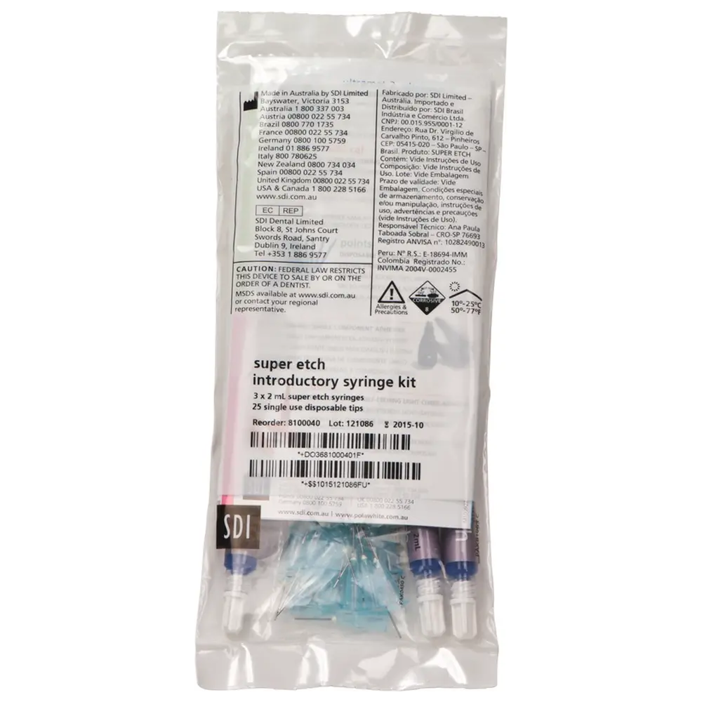 SDI super etch - Packung 3 x 2 ml Spritze Ätzgel, 25 Tips