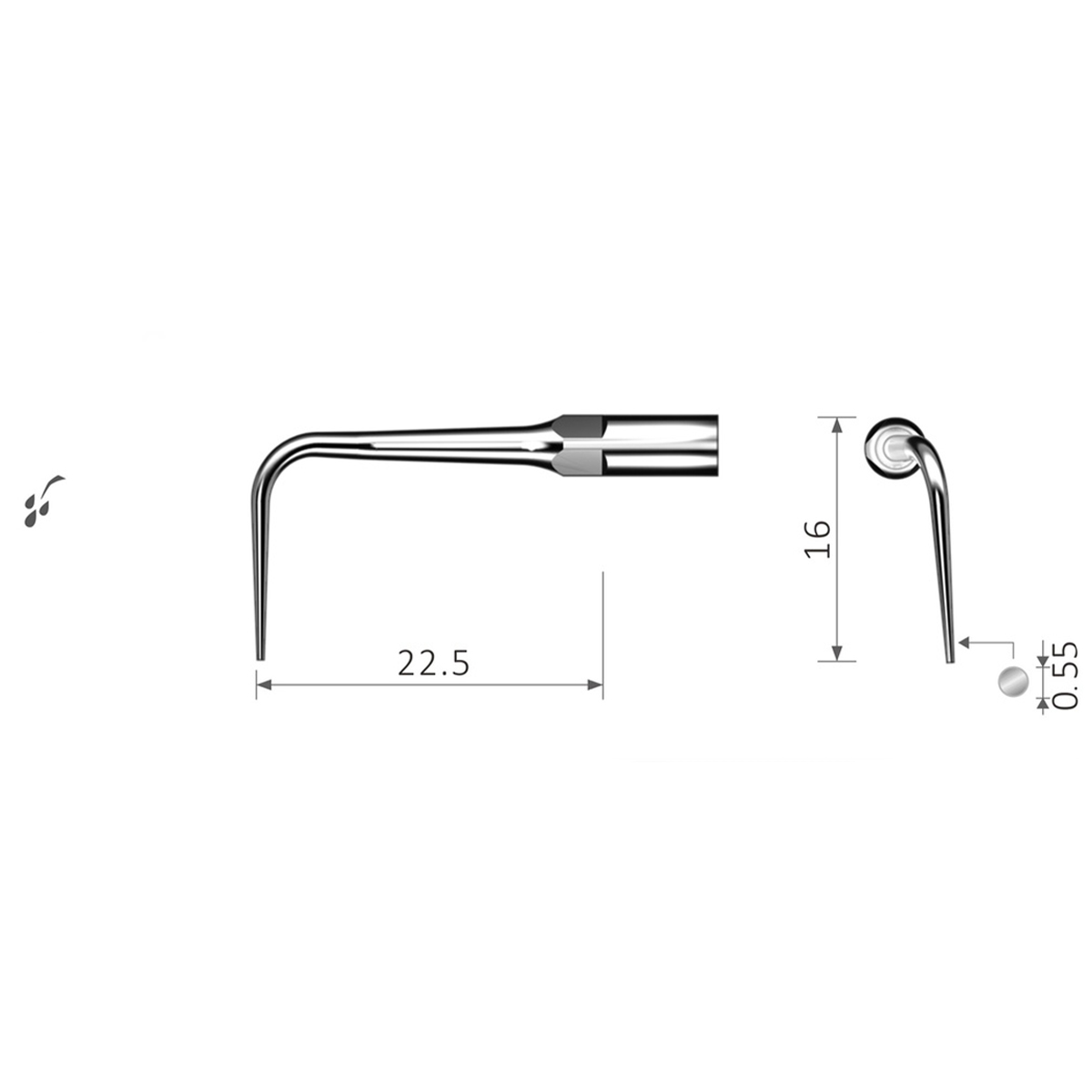 Xpedent Ultraschallspitze P53L links gebogen (passend für den Einsatz mit EMS® Geräten)