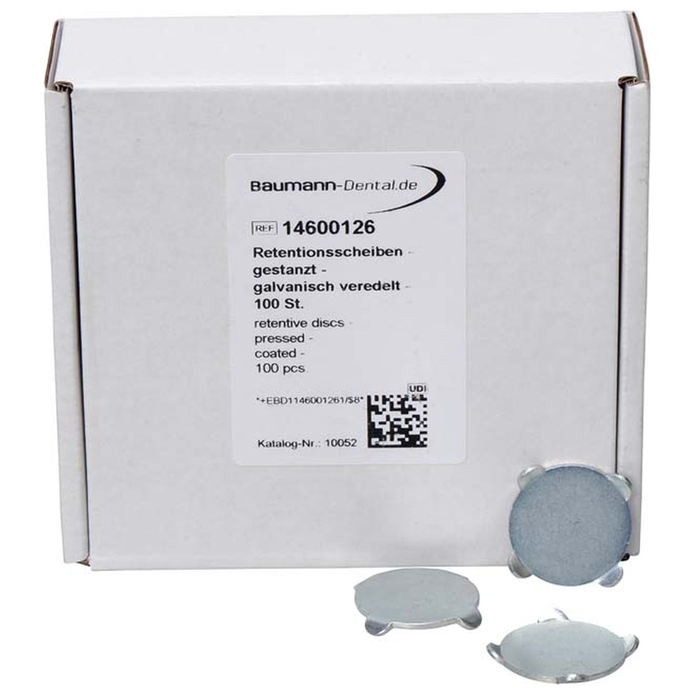 Baumann Dental Splitcast Retentionsscheibe - Packung 100 Stück gestanzt, galvanisch veredelt