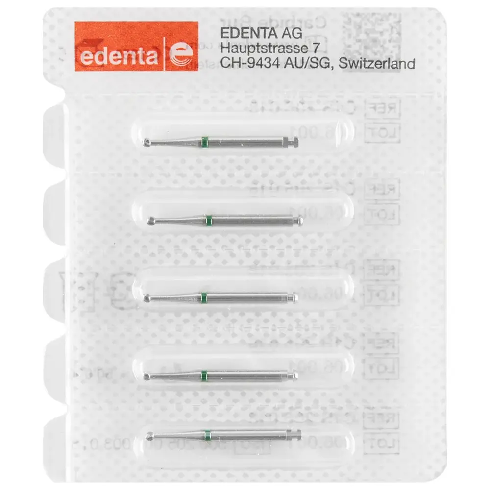 Edenta HM-Bohrer C1S - Packung 5 Stück grün, RAL, Figur 001, ISO 018
