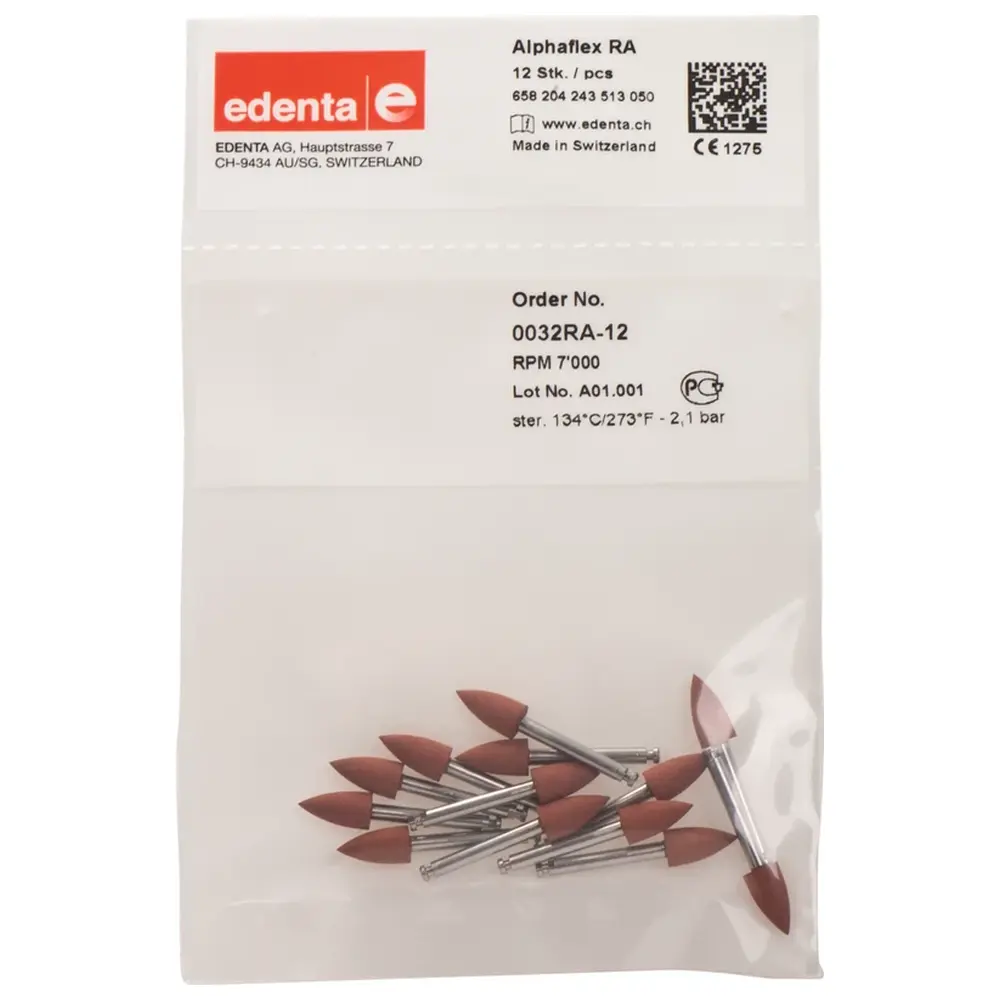 Edenta Alphaflex - Packung 12 Stück braun, RA, Figur 243, 6 mm, ISO 050