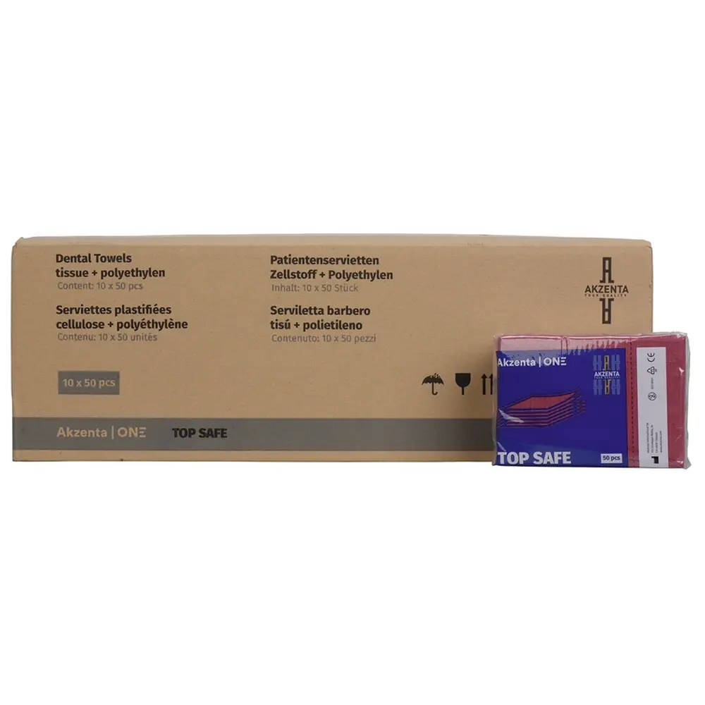 Akzenta TOP SAFE Patientenservietten - Karton 500 Stück weinrot, 33 x 45 cm, 2-lagig