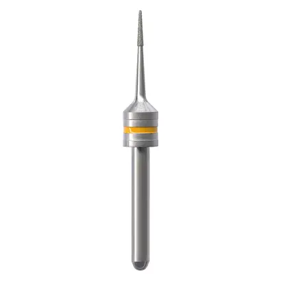 Edenta CAD/CAM Diamant Schleifer - Stück diamantiert, gelb, Schaft-Ø 3 mm, Figur konisch, Kopflänge: 14 mm, ISO 004