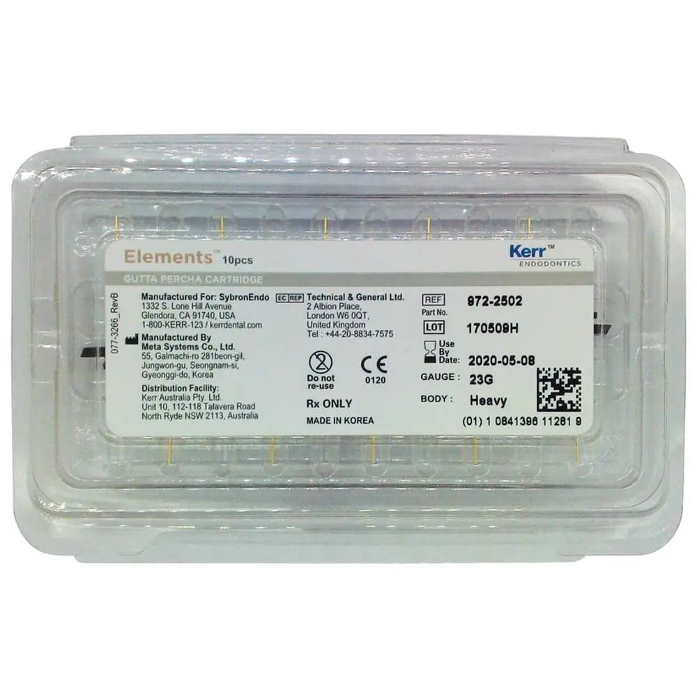 Kerr elements™ free Gutta Percha Cartridge - Packung 10 Stück 23GA, heavy body