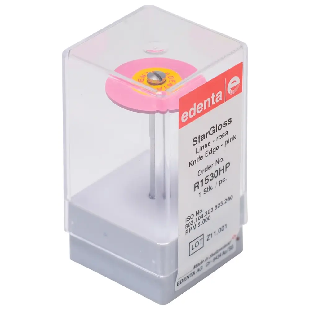 Edenta StarGloss - Stück rosa mittelgrob, HP, Figur 303 Linse, 2 mm, ISO 260