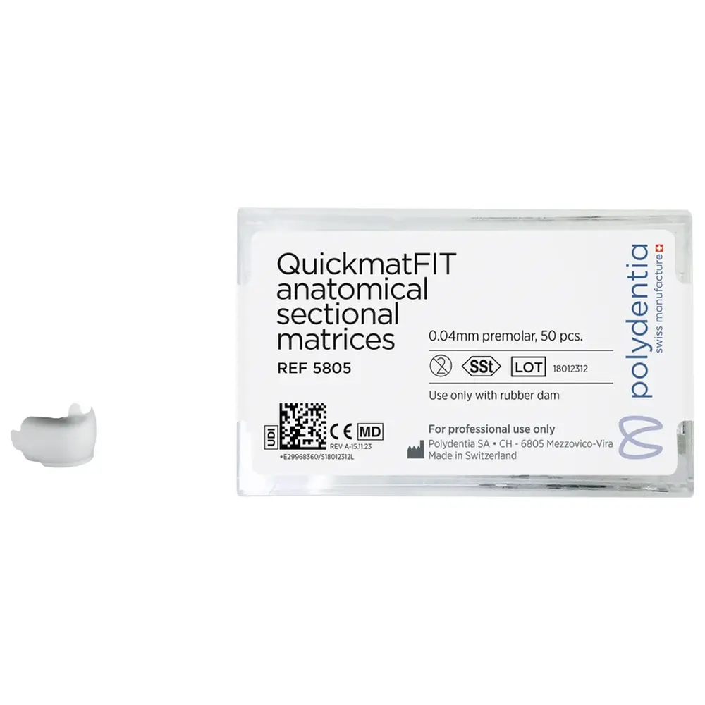 Polydentia SA QuickmatFIT Teilmatrizen - Packung 50 Stück Stärke 0,04 mm, Prämolar