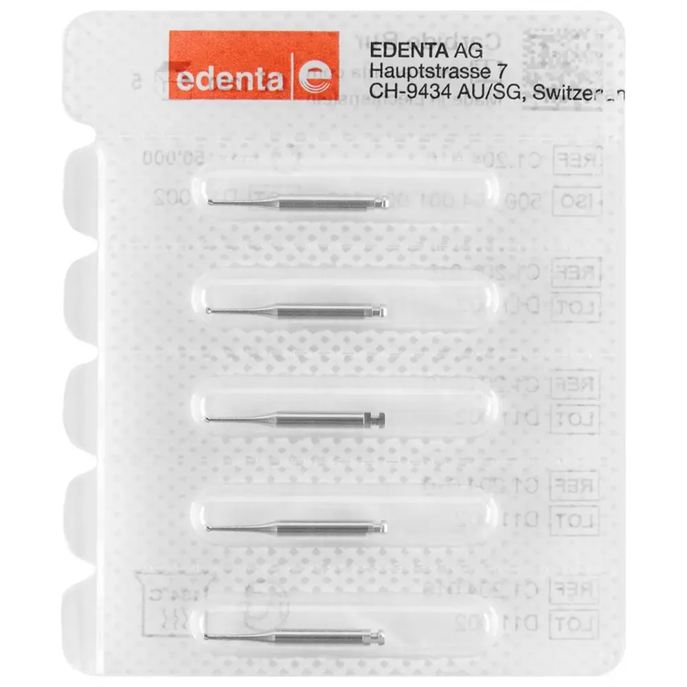 Edenta HM Bohrer C1 - Packung 5 Stück RA, Figur 001, ISO 010