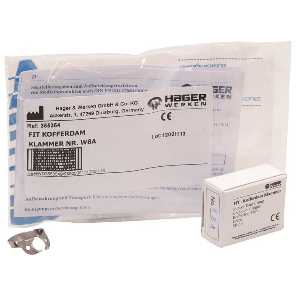 Hager & Werken Fit-Kofferdam® Molarenklammern flügellos - Stück Nr. W8A