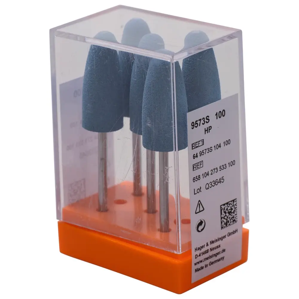 Hager & Meisinger Silikonpolierer 9573 - Packung 5 Stück dunkelblau grob, HP, Figur 273, 24 mm, ISO 100