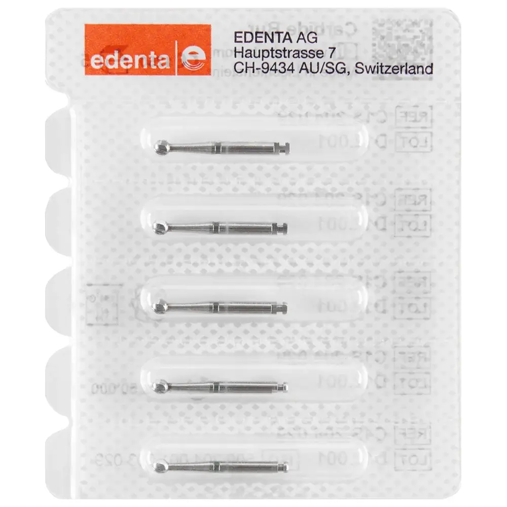 Edenta HM-Bohrer C1S - Packung 5 Stück grün, RA, Figur 001, ISO 029