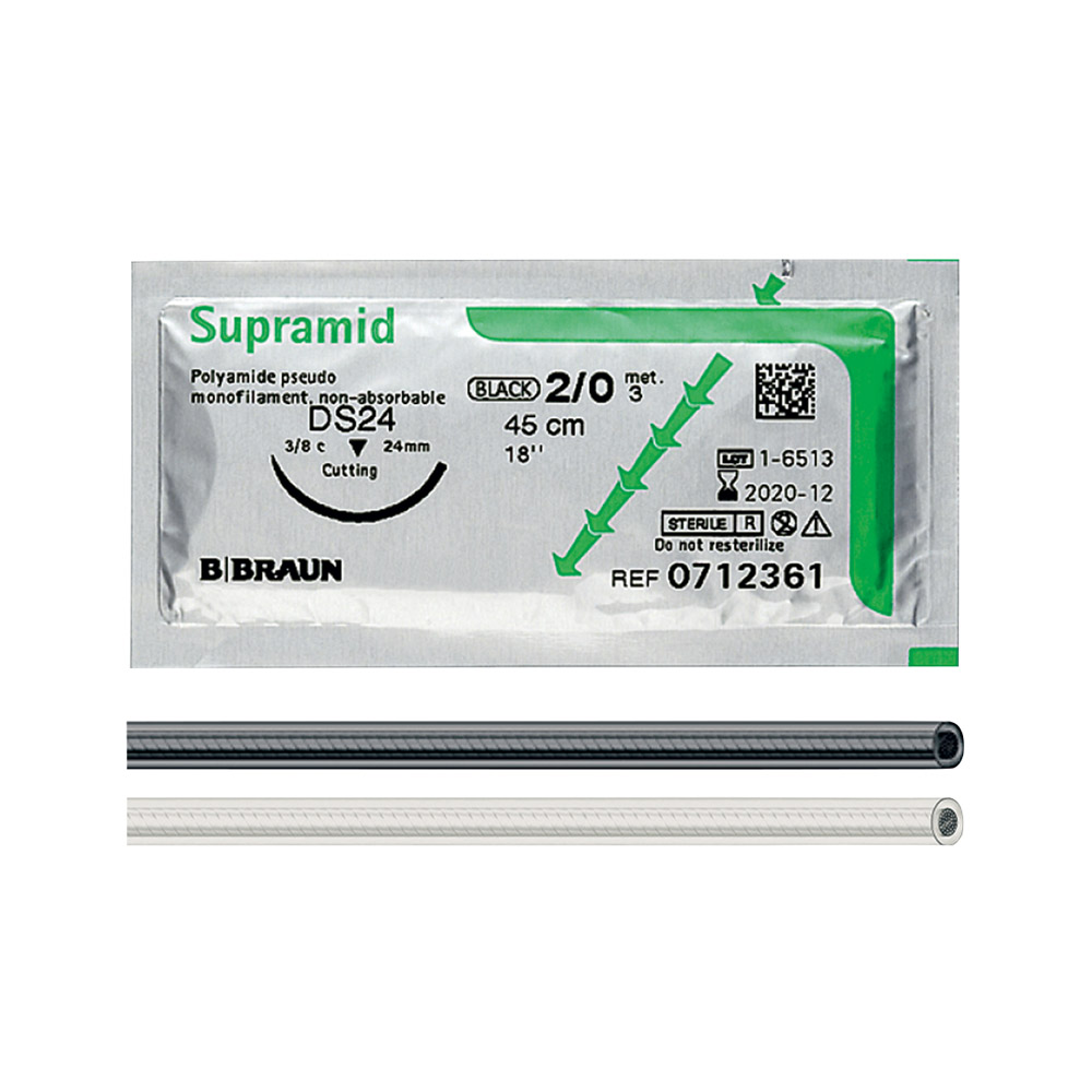 Supramid schwarz DS19 4/0 75cm 3Dtz