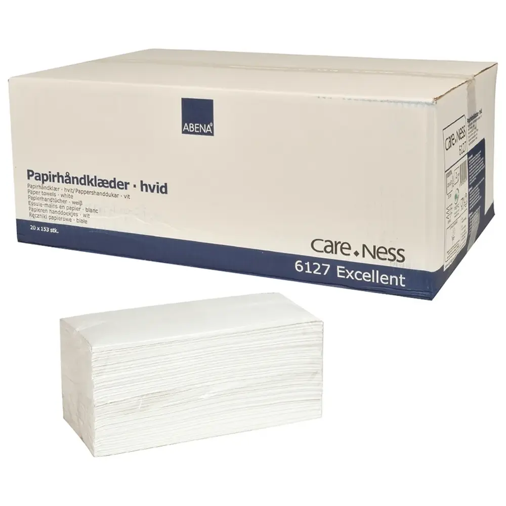 Abena Papierhandtücher - Packung 3.060 Stück weiß, 2-lagig, 23 x 31 cm Abena Papierhandtücher - Packung 3.060 Stück weiß, 2-lagig, 23 x 31 cm