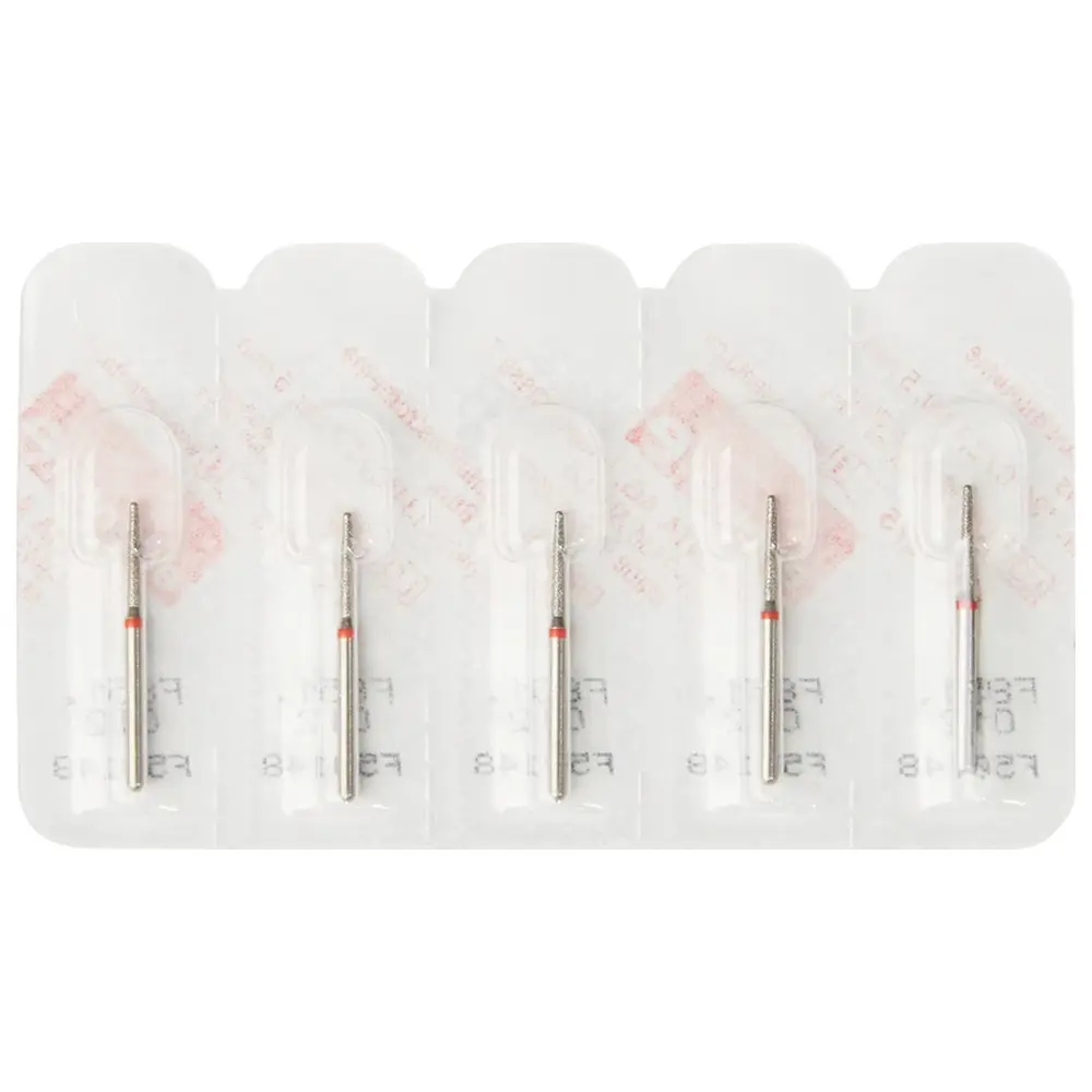 Edenta Diamanten 851 - Packung 5 Stück rot fein, FG, Figur 219 Konus Sicherheitsspitze, 8 mm, ISO 012