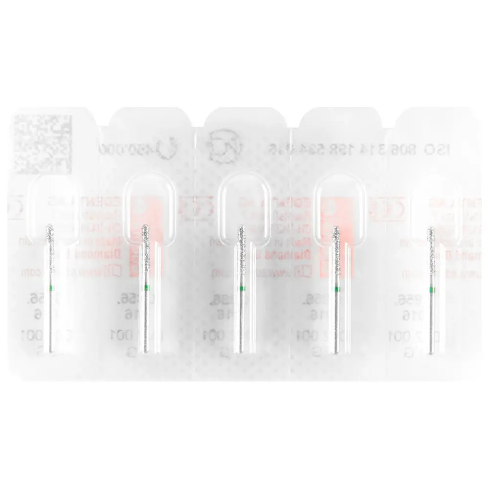 Edenta Diamanten 856 - Packung 5 Stück grün grob, FG, Figur 198 Konus rund, 8 mm, ISO 016