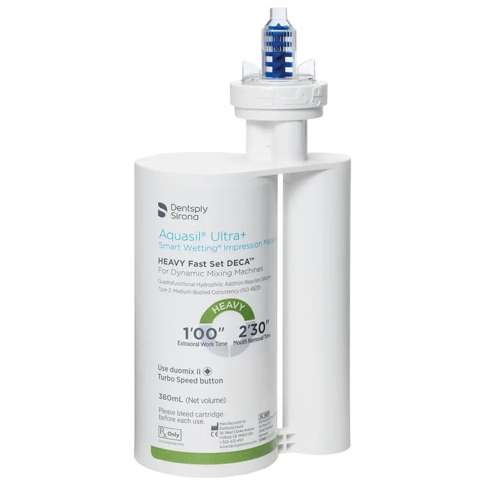 Dentsply Sirona Aquasil® Ultra+ - Packung 2 x 380 ml Doppelkartusche DECA Heavy Fast Set, 20 Mischkanülen